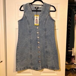 FRYE Denim Button Front Dress NWT Medium Sleeveless Jean Mini Dress Casual